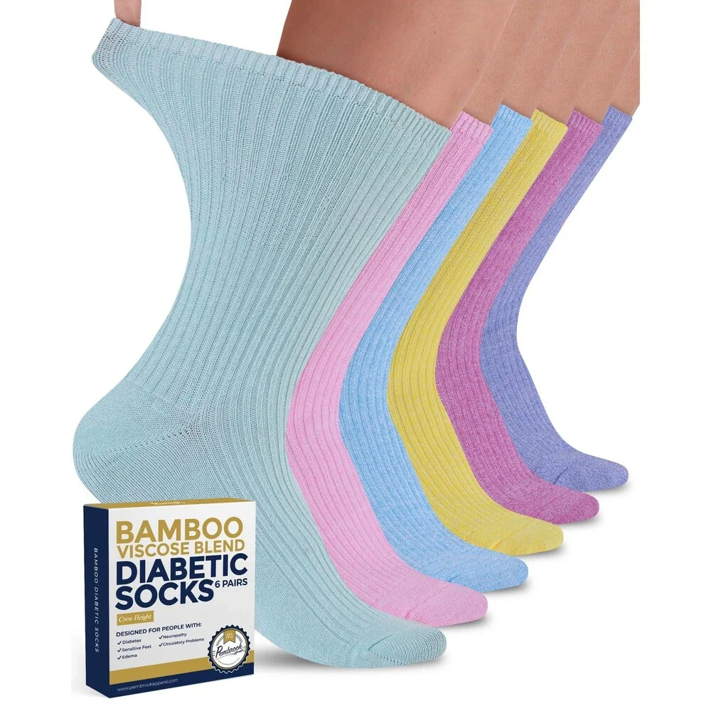 Pembrook Women's Pink Light Purple Blue Green Yellow Ribbed Knit SZ9-11-6PK